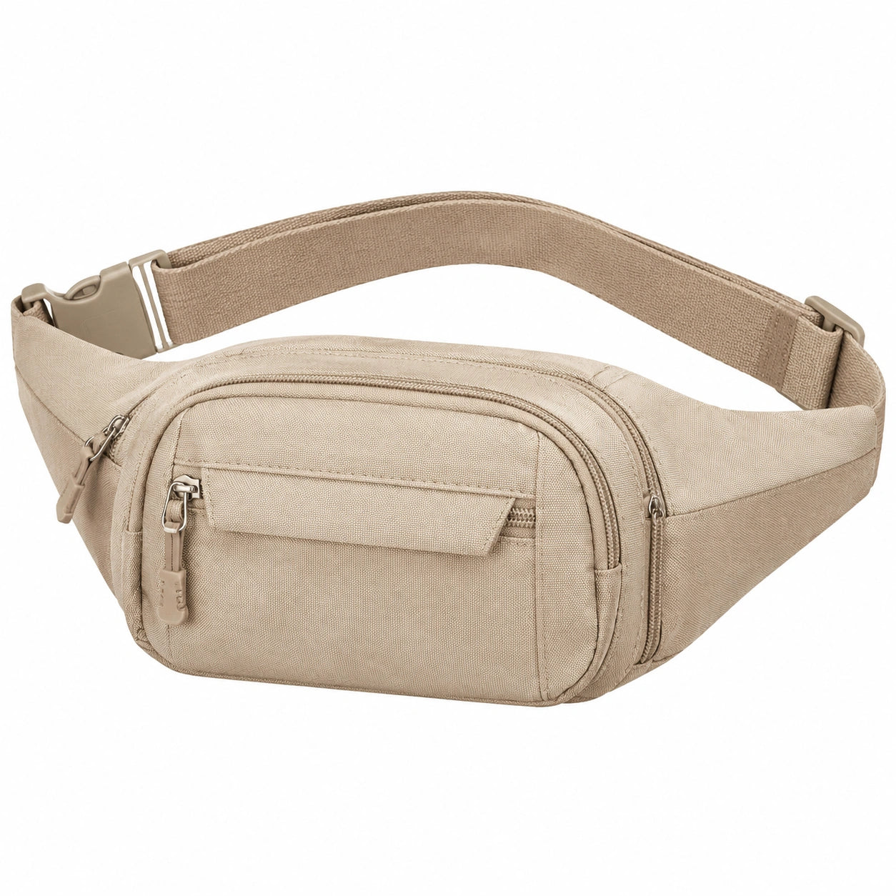 Bauchtasche 31 x 8 x 15 cm Textilgewebe Beige mit Rei?verschlussf?chern f¨¹r Alltag