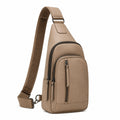 Umh?ngetasche 18 x 8 x 32 cm aus Kunstleder in Taupe mit Rei?verschlussf?chern
