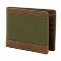 Geldb?rse 12 x 9 x 2 cm aus Canvas und Leder in Olivgr¨¹n Braun - kompakte Faltgeldb?rse mit Kartenf?chern