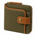 Geldb?rse 12 x 3 x 10 cm aus Textilgewebe Olivgr¨¹n Braun mit Rei?verschluss und Druckknopf