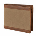Geldb?rse 12 x 9.5 cm aus Leder und Textil Braun Beige im Faltformat