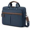 Aktentasche 42 x 10 x 32 cm aus Textilgewebe Blau Braun mit Schultergurt f¨¹r B¨¹ro und Alltag