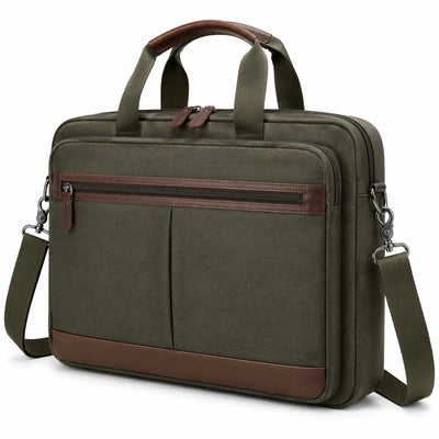 Laptoptasche 40 x 10 x 30 cm Textil Olivgr¨¹n Braun f¨¹r B¨¹ro mit Schultergurt