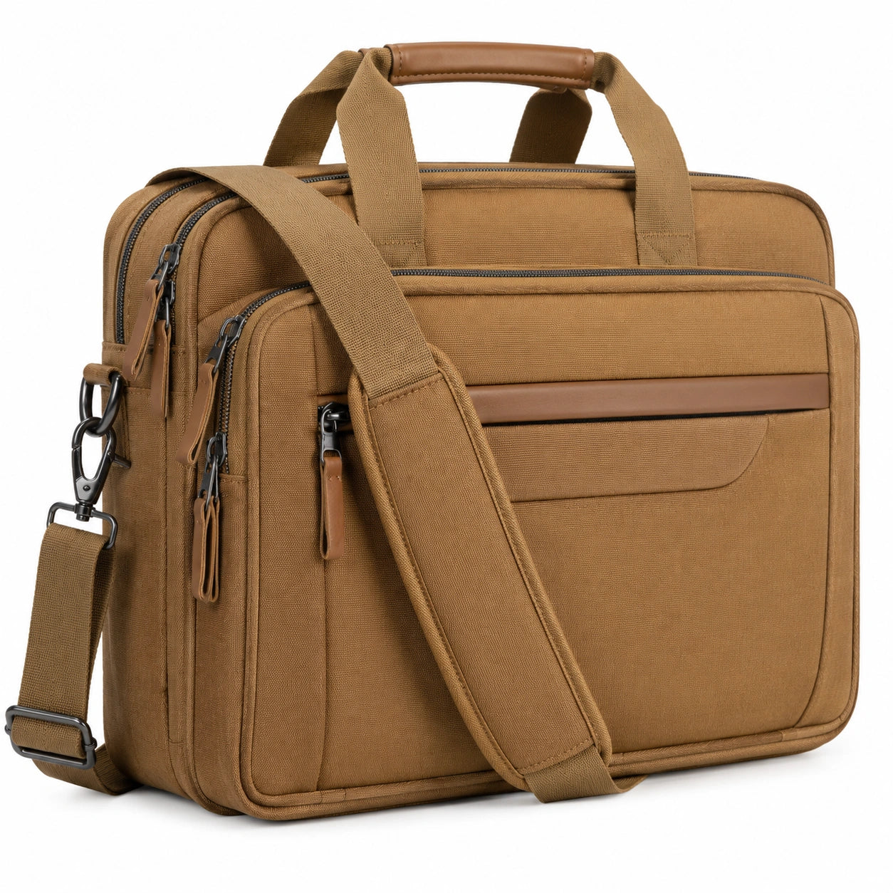 Laptoptasche 42 x 10 x 32 cm aus Gewebe in Braun mit Schultergurt und Mehrfachf?chern