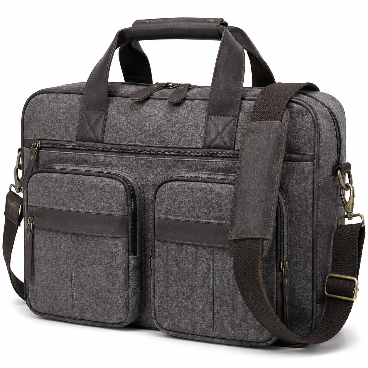 Aktentasche 40 x 12 x 30 cm aus Textil in Dunkelgrau mit Schultergurt und mehreren F?chern