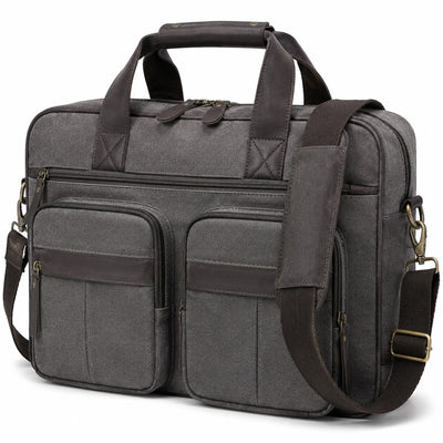Aktentasche 40 x 12 x 30 cm aus Textil in Dunkelgrau mit Schultergurt und mehreren F?chern