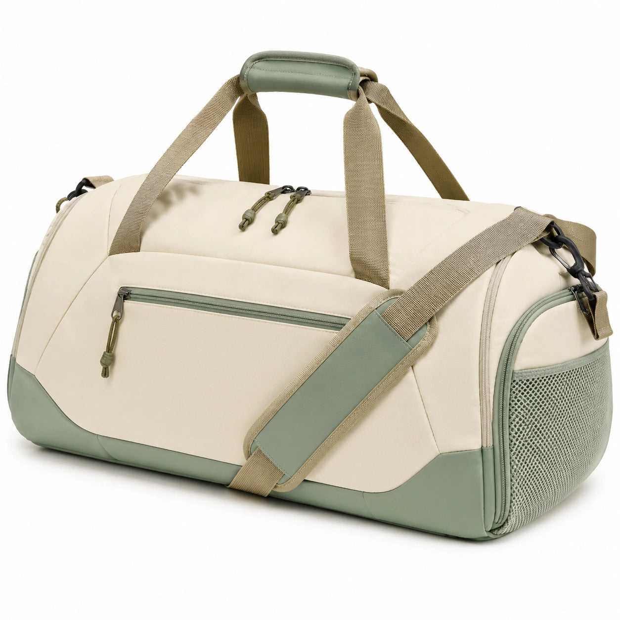 Sporttasche 50 x 25 x 28 cm aus Kunstfaser Beige Salbeigr¨¹n mit Schultergurt