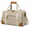 Reisetasche 50 cm Beige Braun aus Synthetik mit Schultergurt