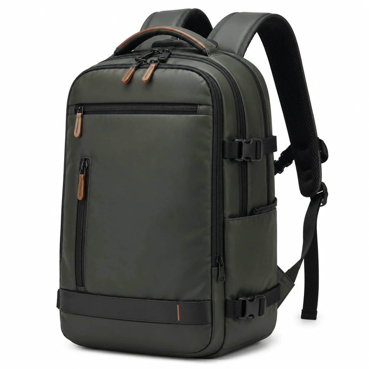 Rucksack 32 x 18 x 48 cm aus synthetischem Textil in Dunkelgr¨¹n f¨¹r Alltag und Reise mit Mehrfachf?chern