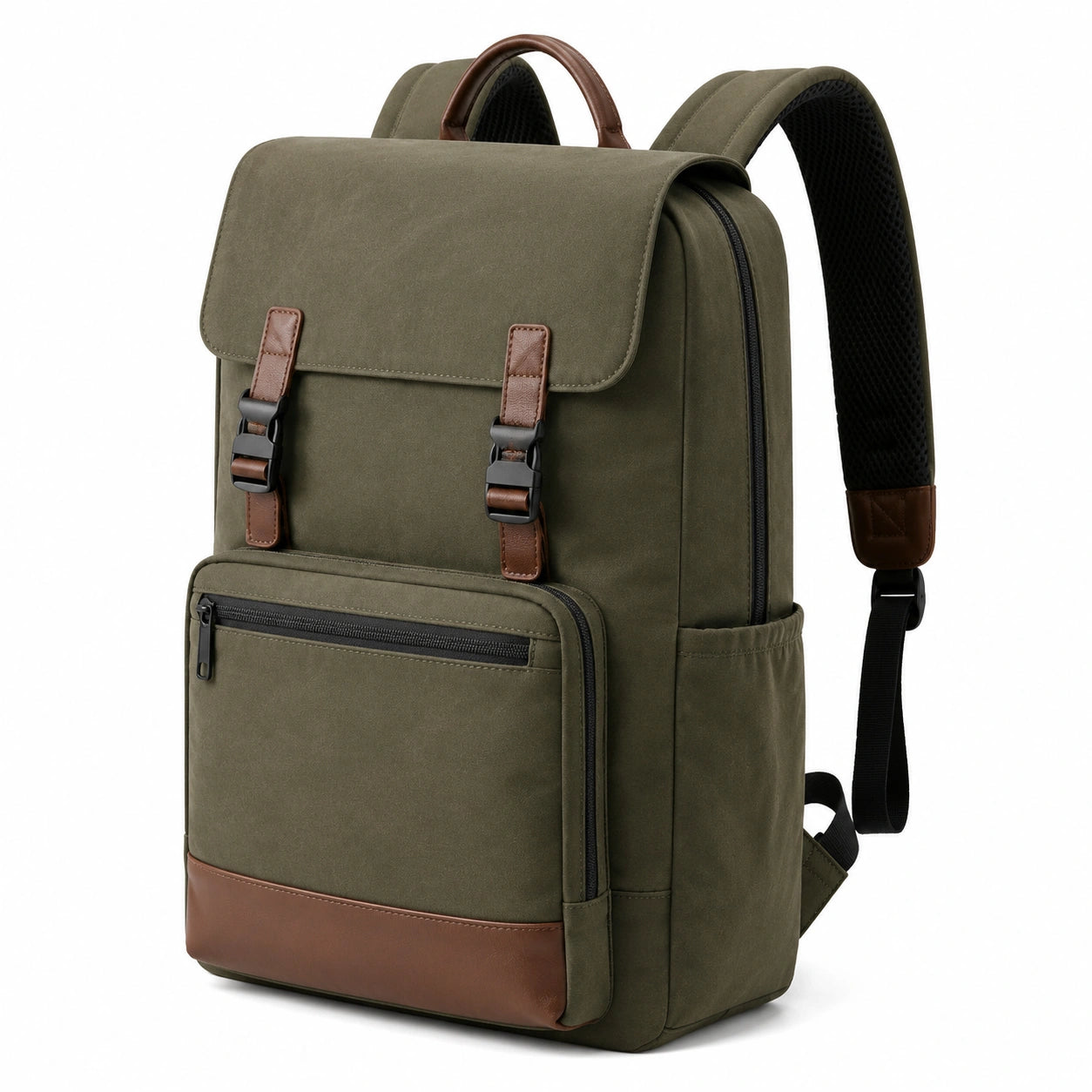 Rucksack 30¡Á15¡Á42 cm aus Textil in Olivgr¨¹n mit Laptopfach und Fronttasche