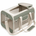 Tiertransporttasche 45 x 28 x 30 cm Textil Salbeigr¨¹n Cremewei? mit Netzfenstern