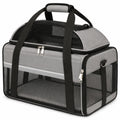 Haustier-Transporttasche 45 x 30 x 30 cm Polyester Grau Schwarz mit Netzfenstern und Rei?verschluss