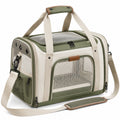Transporttasche f¨¹r Kleintiere 45 x 28 x 30 cm aus Textil in Gr¨¹n Beige mit Netzfenstern und Schultergurt