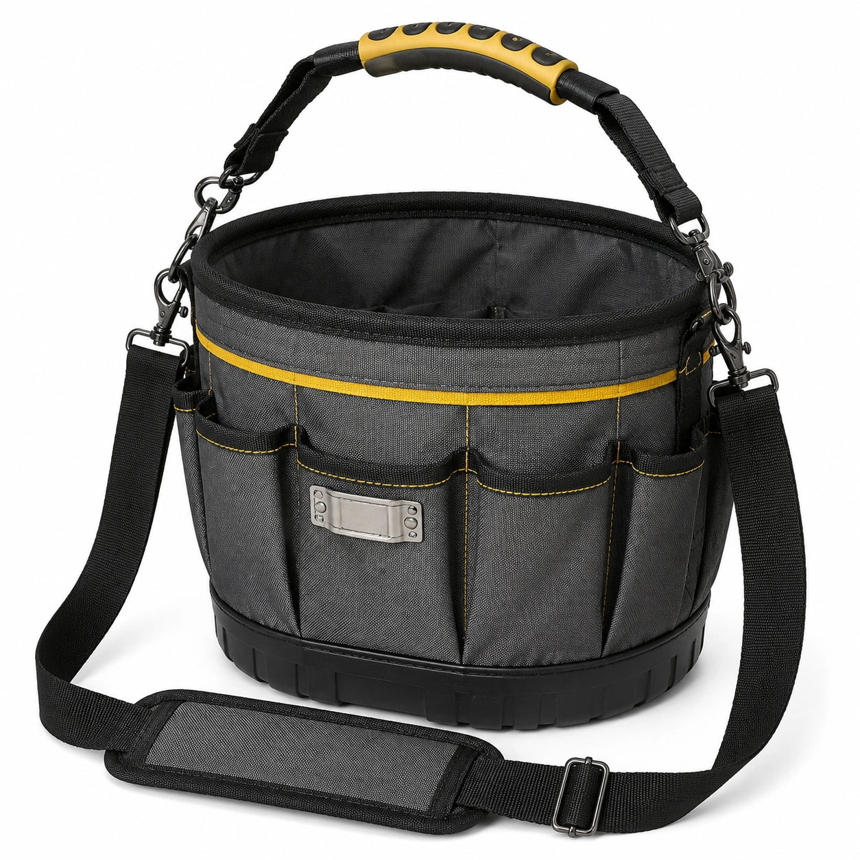 Werkzeugtasche 30 ¡Á 30 ¡Á 25 cm aus Polyester Schwarz Gelb mit Schultergurt und Au?entaschen