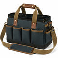 Werkzeugtasche 38 x 18 x 30 cm aus Textilgewebe Blau Braun mit Schultergurt und Au?enf?chern